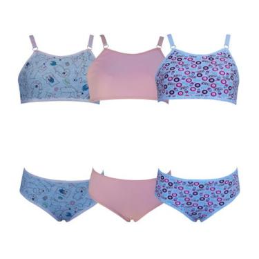 Imagem de Kit 3 Conjunto Calcinha e Sutiã Infantil Algodão - OPTE, GG, Variados