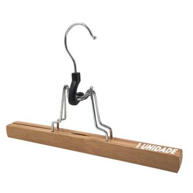 Imagem de Cabide Madeira Tipo Clip Feltro 25cm P/ Saias Anti Amassados - Arboret