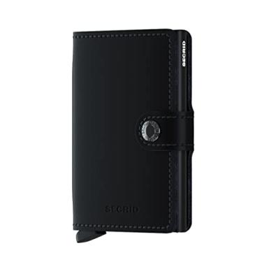 Imagem de SECRID - Mini carteira masculina de couro fosco genuíno com capa de cartão RFID segura para no máximo 12 cartões, Preto fosco, One Size, Moderno