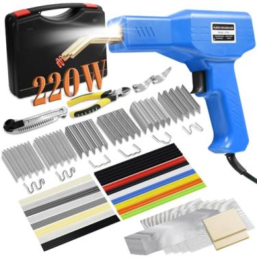 Imagem de Soldador de plástico 220W, kit de solda de plástico, reparo de para-choques de carro, 1000 peças de grampos quentes e 92 peças, 7 tipos de hastes de solda de plástico para reparo de rachaduras de