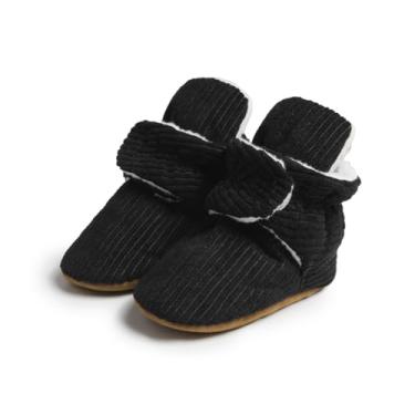 Imagem de Miamooi Botas de algodão para bebês meninas meninos recém-nascidos inverno lã quente aconchegante chinelos infantis antiderrapantes botas de cano curto primeiro andador berço meias sapatos 3-18 meses,