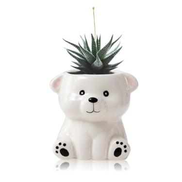 Imagem de DIYOMR Vaso de animais fofos, mini vaso de flores suculentas de cerâmica em forma de animal, suporte de plantas de ar interno, plantador de cacto decorativo liso e brilhante - plantas não incluídas