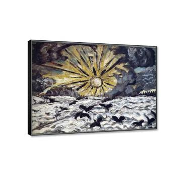 Imagem de Otto Dix Impressão em tela arte de parede famosas pinturas a óleo reproduções 'Sunrise' Fine Art Poster Prints. Imagens abstratas em tela para decoração de parede 60x80 cm (24x31in) BlackFrame