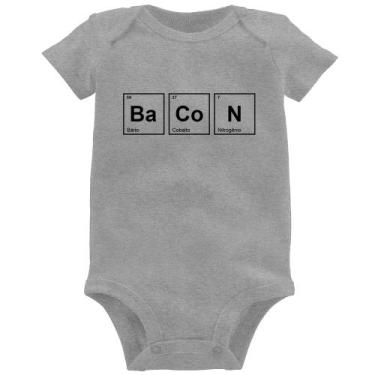 Imagem de Body Bebê Bacon Tabela Periódica - Foca na Moda, Cinza, GG