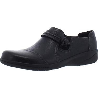 Imagem de Clarks Mocassim feminino Cheyn Madi sem cadarço, Preto, 6 Wide