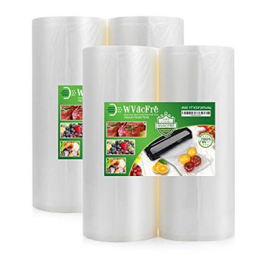 Imagem de WVacFre Pacote com 4 sacos seladores a vácuo de alimentos de 28 x 127 m com grau comercial, livre de BPA, resistente, ótimo para armazenamento de vácuo de alimentos ou cozimento sous vide