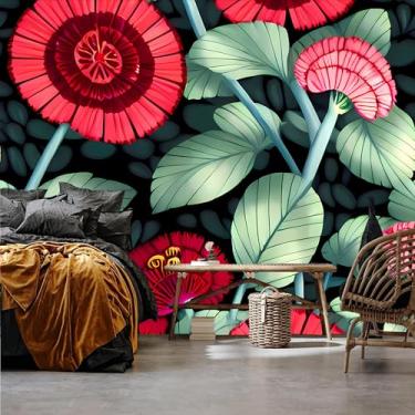 Imagem de Lcythiazole Papel de parede floral de tamanho personalizável - Papel de parede floral de contato, removível para quarto de meninas, banheiro e sala de estar