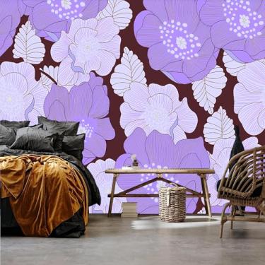 Imagem de Lcythiazole Papel de parede floral de tamanho personalizável - Papel de parede floral para quarto de meninas, papel de parede removível para quarto de meninas, quarto e sala de jantar