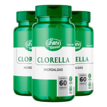 Imagem de Kit 3 Chlorela 500MG Unilife 60 Cápsulas
