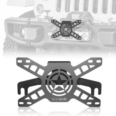 Imagem de Suporte universal para placa de licença flip-up para 25,4 cm Hawse Fairlead, caminhonete off-road carro RV para-choque guincho suporte de placa de licença frontal