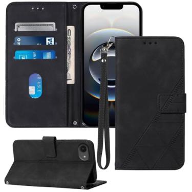 Imagem de Moment Dextrad Capa carteira para iPhone SE 2025, compartimentos para cartão, alça de pulso, proteção interna de telefone TPU, capa flip de couro PU com suporte (preto)