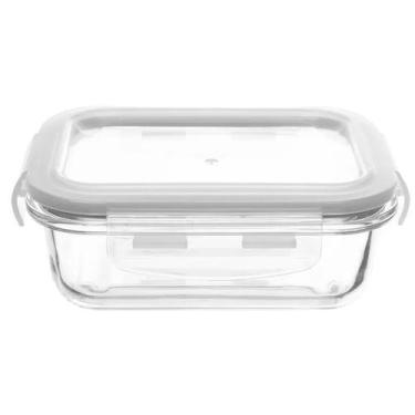 Imagem de Pote marmita de vidro retangular com tampa hermética 370 ml - IMPORTAD