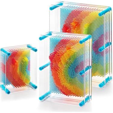 Imagem de Pin Art Toy Hacaroa 3D Rainbow Plastic para crianças autistas, pacote 