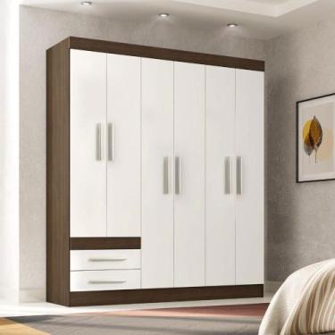 Imagem de Roupeiro Casal Cusco 06 Portas 02 Gavetas Poliman Móveis, Amêndoa com 