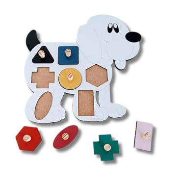 Imagem de Cachorro Aprendendo Formas Geométricas MDF