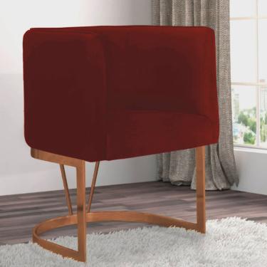 Imagem de Poltrona Cadeira Aurora Luxo Confort Industrial Ferro Bronze Suede Bordô - Ahz Móveis