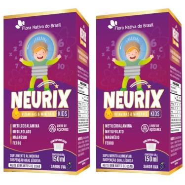 Imagem de KIT 2X NEURIX (Mg, Fe, Metilfolato e B12) 150ml - Flora Nativa (150ml, Uva)
