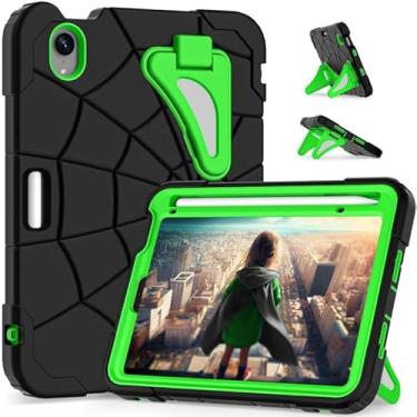 Imagem de FONREST Capa infantil resistente para iPad Mini (A17 Pro Chip) 21.1 cm 2024/Mini 6 à prova de choque PC à prova de crianças + capa de armadura híbrida de silicone resistente com suporte para lápis