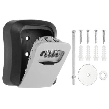 Imagem de PATIKIL SAFEKey Lock Box Suporte de parede com código, combinação de chave de 4 dígitos, caixa de segurança de liga de alumínio para fora de casa, hotéis, garagem, loja, cinza