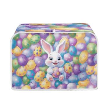 Imagem de Biyejit Capa de torradeira acolchoada de 2 fatias de Páscoa, ovos coloridos, coelho, à prova de poeira, torradeiras, capa para máquina de fazer pão, cozinha, pequeno eletrodoméstico, capa contra