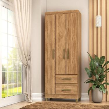 Imagem de Roupeiro Porto 3 Portas 2 Gavetas 75x180x40cm Mel