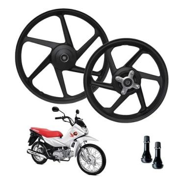 Imagem de Jogo Par Rodão Liga Leve Pop 100 110i Preta 6 Palitos