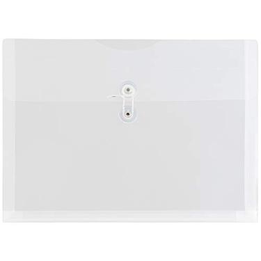 Imagem de JAM PAPER Envelopes de plástico com fecho de botão e cordão - livreto de letras - 24 x 33 - transparente - pacote com 12