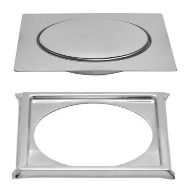 Imagem de Ralo Click Inteligente P/ Piso + Porta Grelha Cromado 15x15 - MONTELAR