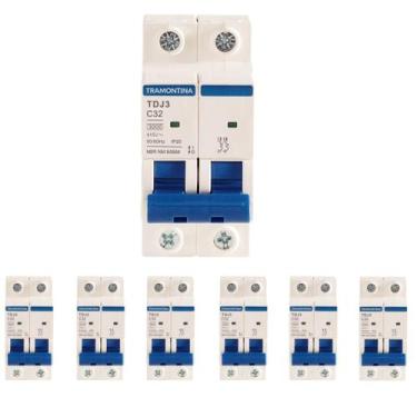 Imagem de 7 Disjuntor Tramontina 32A 2P Bipolar Curva C 3 kA TDJ3