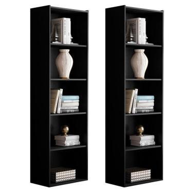 Imagem de Kit 2 Estantes Livreiro Multiuso Luiza 5 Nichos Preto