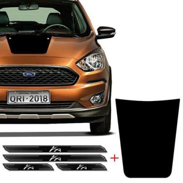 Imagem de Kit Adesivo Preto Capô Ka Novo 2015/2019 + Soleira Protetora - SPORTIN