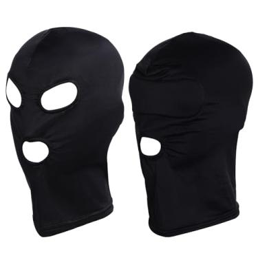 Imagem de Miayon 2 peças de máscara com capuz elástico respirável de elastano aberto para cosplay de Halloween unissex adulto (olhos e boca abertos)