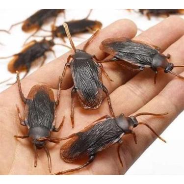 Imagem de 10 Baratas Brinquedo Borracha Pegadinha Assustar Amigos - Ark Toys