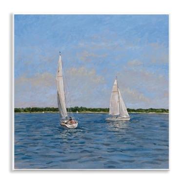 Imagem de Stupell Industries Design de arte de parede de barcos à vela de verão gêmeos por Tim Coffey, 12 x 12