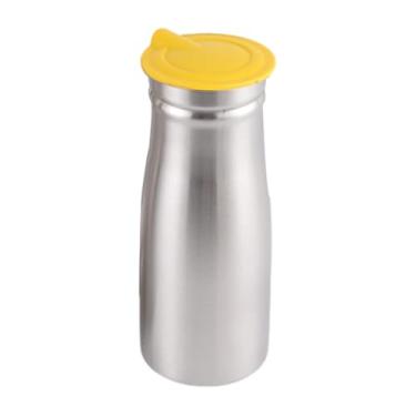 Imagem de Ioensy Jarra de aço inoxidável de 1,0 L para chá gelado e, 8,5 x 23 cm, grande capacidade para cerveja, café, leite, resistente com tampa, recipiente, Amarelo