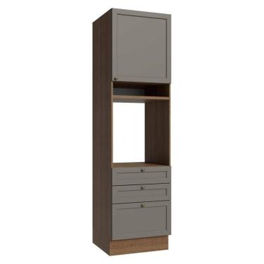 Imagem de Torre Quente 60 Cm 1 Porta 3 Gavetas Rustic/cinza Vik Madesa Rustic/cinza