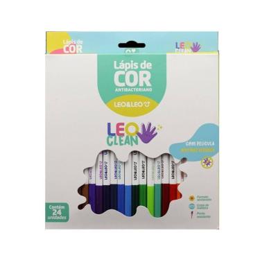 Imagem de Lápis de Cor Antibacteriano Sextavado 24 Cores - Leo & Leo