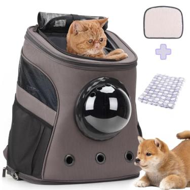 Imagem de Mochila grande para gatos Lollimeow com bolhas, mochila para animais de estimação para gatos gordos e cachorros filhotesLollimeow Large cinza