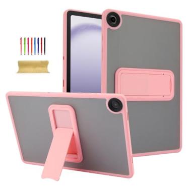Imagem de Dteck Capa transparente para tablet Samsung Galaxy Tab A9 Plus (SM-X210/X215/X216) 11 polegadas 2023 com suporte dobrável, bordas de TPU com absorção de choque, traseira de plástico rígido, capa