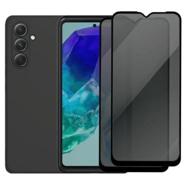Imagem de Kit 2 Películas de Privacidade Anti Espião + Capa Preta para Samsung Galaxy M55, Vidro Temperado 3D