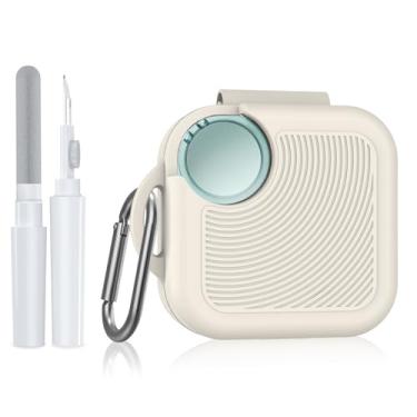 Imagem de POZCIS Capa para CMF Buds 2 Plus/CMF Buds 2/CMF Buds Pro 2, capa protetora de silicone macio à prova de arranhões com mosquetão e kit de limpeza conjunto de acessórios (off-white)