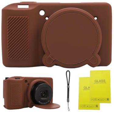 Imagem de SZHSYJY Capa para lente removível Ricoh GR III/GR III X, capa de silicone de borracha macia para câmera Ricoh GR III/GR III X, vem com 2 protetores de tela e 1 alça de pulso. (marrom)