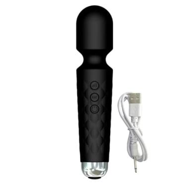 Imagem de Massageador Vibrador Íntimo Elétrico Portátil 28 Modos de Vibração 8 Intensidades Silicone Rotação 360° com 20,5 cm de comprimento x 4,2 cm de diâmetro Recarregável (Preto)