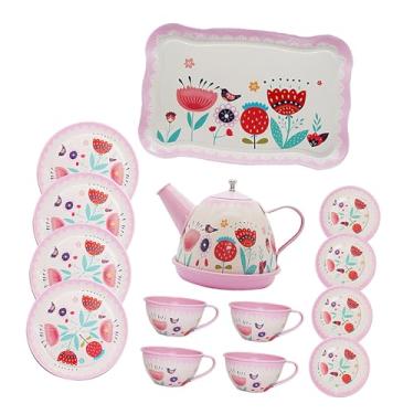 Imagem de Generic Conjunto de Chá Infantil para Meninas, Brinquedos de Princesa, Bule de Metal, Xícaras, Pratos, Cozinha, Brinquedo de Faz de Conta, Conjunto de Chá Par