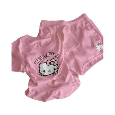 Imagem de Conjunto De Pijama Infantil Hello Kitty 120-160cm Verão Desenho Animad