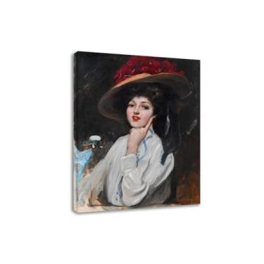 Imagem de "Retrato De Una Joven En Un Sombrero" por (Joaquí/Sorol/ll/a) Famosa impressão giclée de arte de parede em tela pinturas pós-impressionismo para decoração de parede de sala de estar 80 x 100 cm