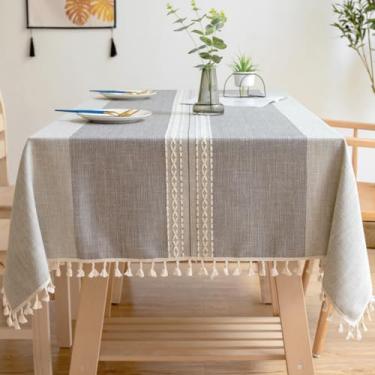 Imagem de KAIJIE Toalhas de mesa retangulares estilo nórdico, imitação de algodão e linho, sem lavagem, simples, moderna, pequena, fresca, toalha de mesa de jantar, sem rugas, decoração 39 x 63"/100 x 160 cm