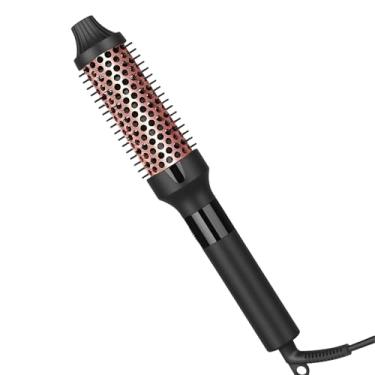 Imagem de hopopower Escova Térmica De 1,5", Modelador Cachos Cerâmica Com Aquecimento Duplo Ptc, Pente Redondo Para Cabelos, Iônico Turmalina Dupla Voltagem Viagens - Rosa