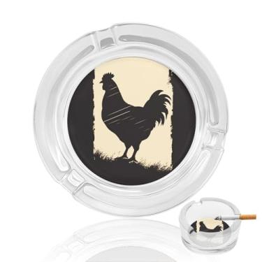Imagem de Cinzeiro de vidro de cristal de frango, cinzeiro redondo de vidro resistente para fumar cinzeiro portátil decorativo moderno para uso em casa, escritório, interior, exterior, pátio