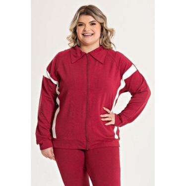 Imagem de Jaqueta Feminina Plus Size Molecotton Com Faixas Contrastante - Serena-Feminino